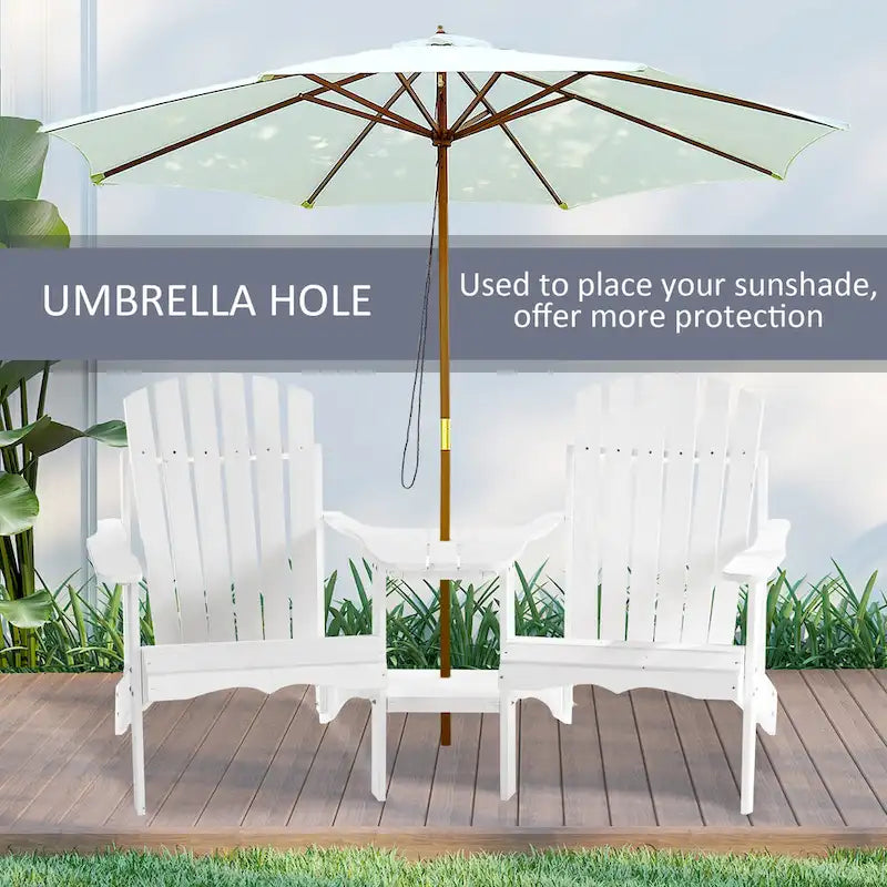 Wooden Outdoor Double Adirondack Chairs with Center Table