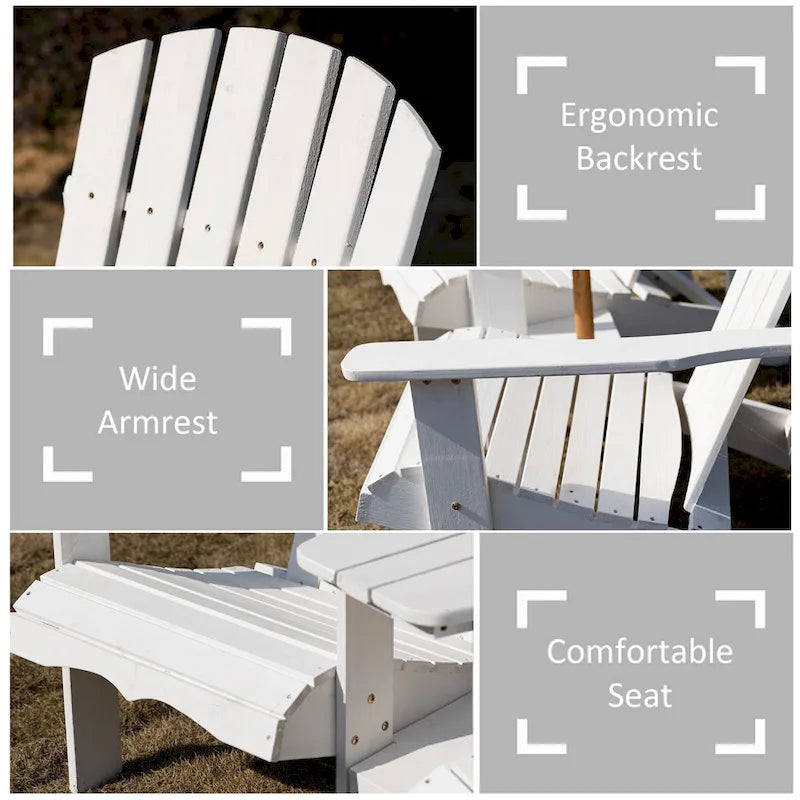 Wooden Outdoor Double Adirondack Chairs with Center Table