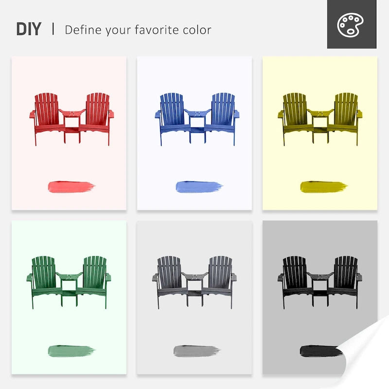 Wooden Outdoor Double Adirondack Chairs with Center Table