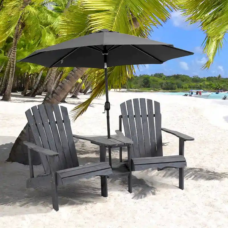Wooden Outdoor Double Adirondack Chairs with Center Table