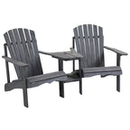 Wooden Outdoor Double Adirondack Chairs with Center Table