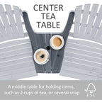 Wooden Outdoor Double Adirondack Chairs with Center Table