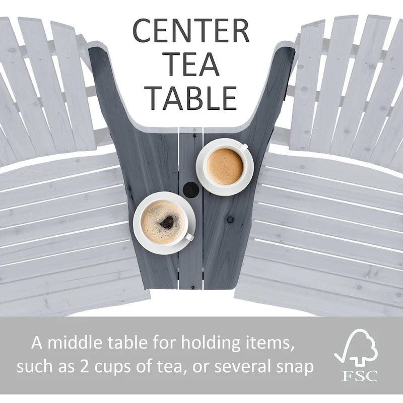 Wooden Outdoor Double Adirondack Chairs with Center Table