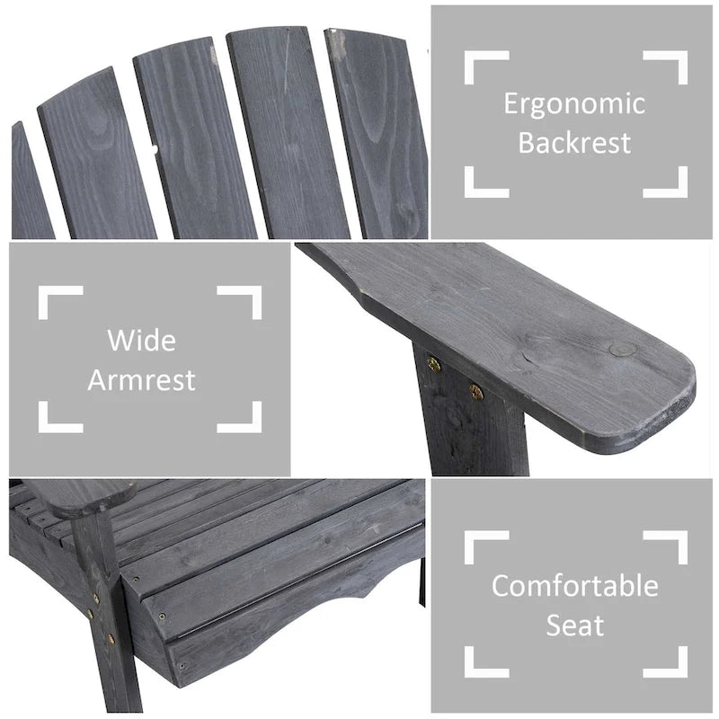 Wooden Outdoor Double Adirondack Chairs with Center Table