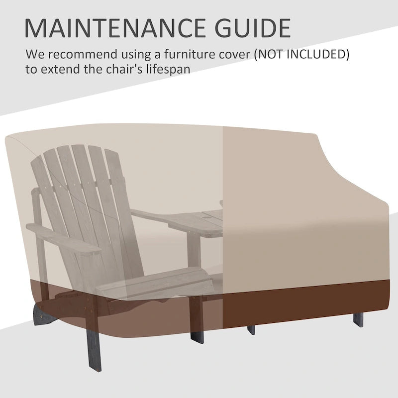 Wooden Outdoor Double Adirondack Chairs with Center Table