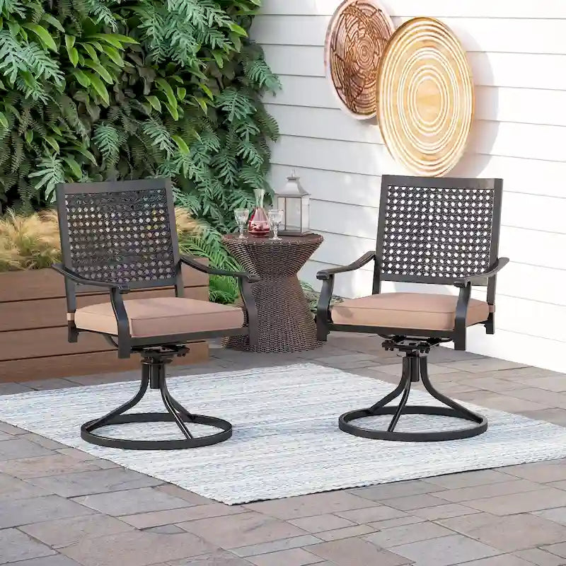 Patio Dining Chairs Metal Swivel and Comfortable with Movable CushionsSet of 2/4