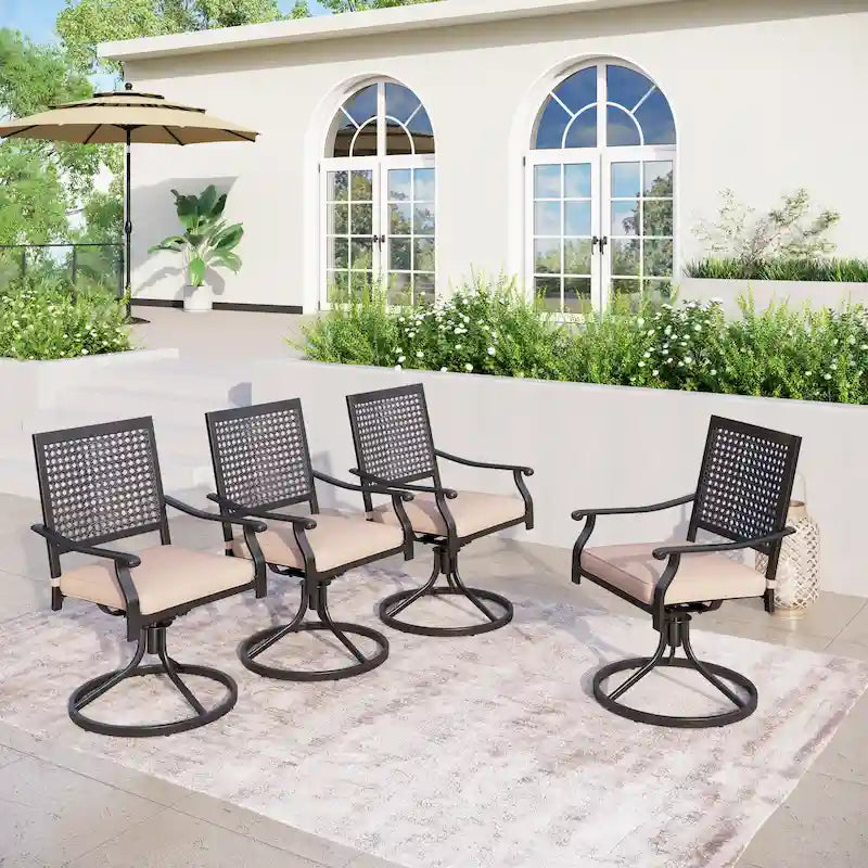 Patio Dining Chairs Metal Swivel and Comfortable with Movable CushionsSet of 2/4