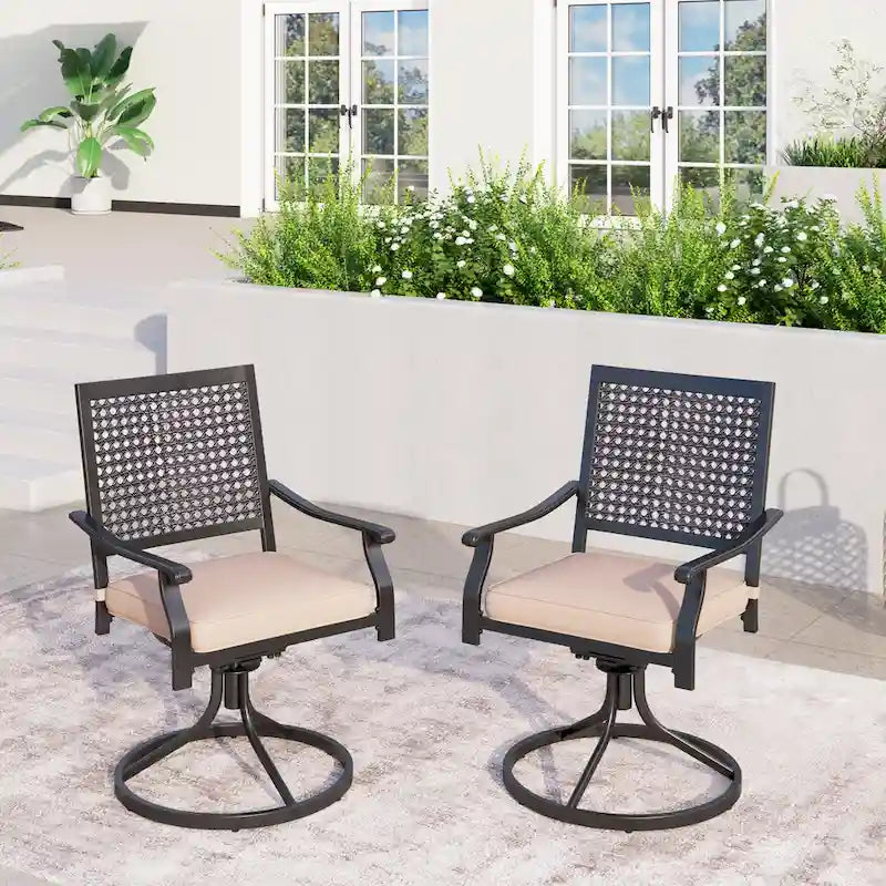 Patio Dining Chairs Metal Swivel and Comfortable with Movable CushionsSet of 2/4