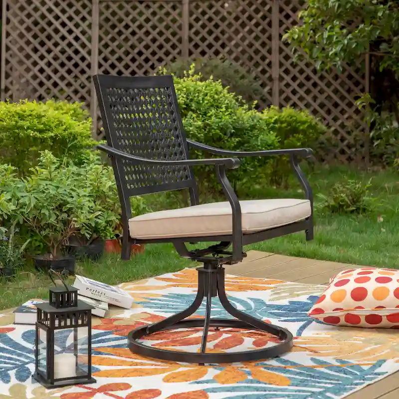 Patio Dining Chairs Metal Swivel and Comfortable with Movable CushionsSet of 2/4