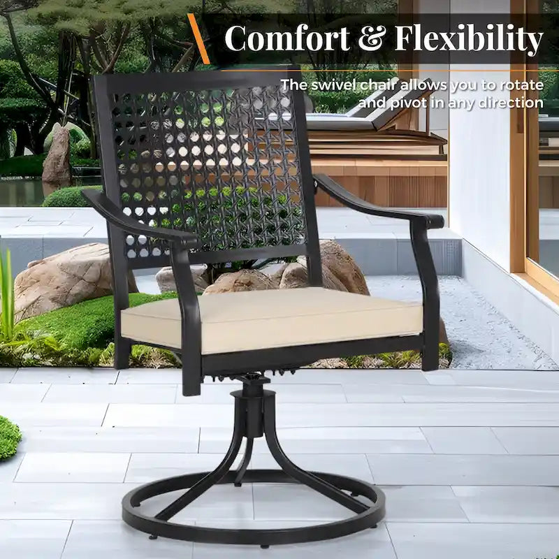 Patio Dining Chairs Metal Swivel and Comfortable with Movable CushionsSet of 2/4