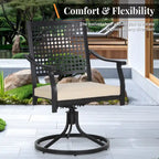 Patio Dining Chairs Metal Swivel and Comfortable with Movable CushionsSet of 2/4