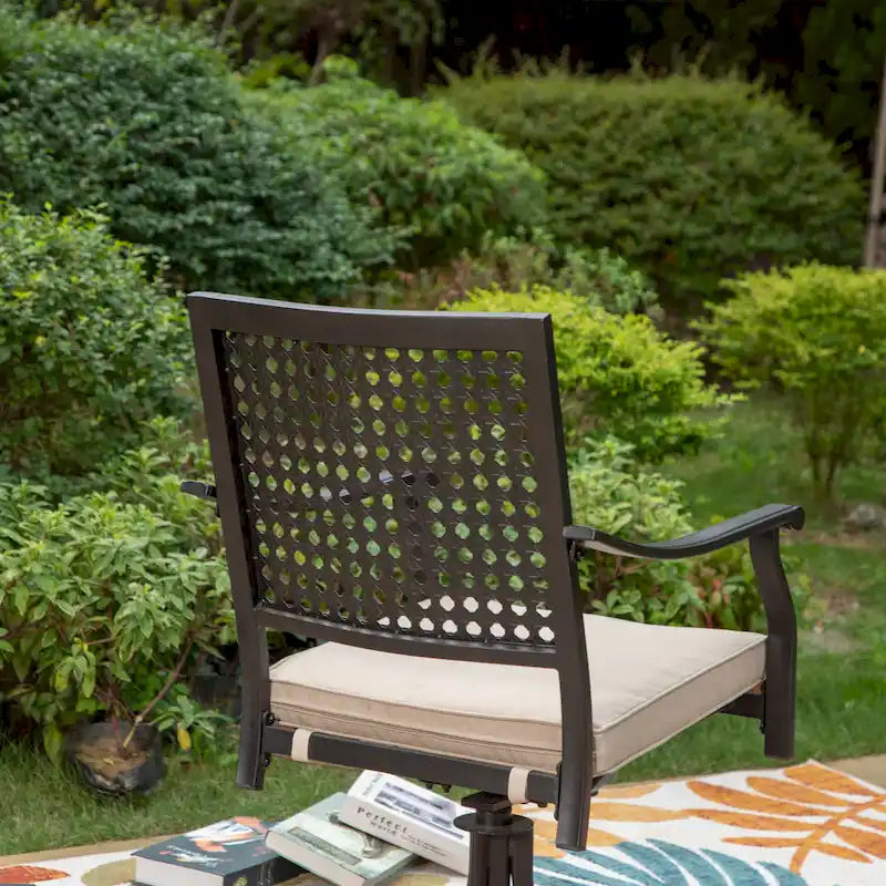 Patio Dining Chairs Metal Swivel and Comfortable with Movable CushionsSet of 2/4