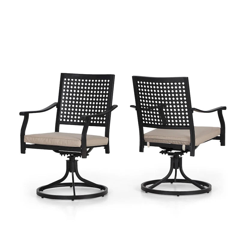Patio Dining Chairs Metal Swivel and Comfortable with Movable CushionsSet of 2/4