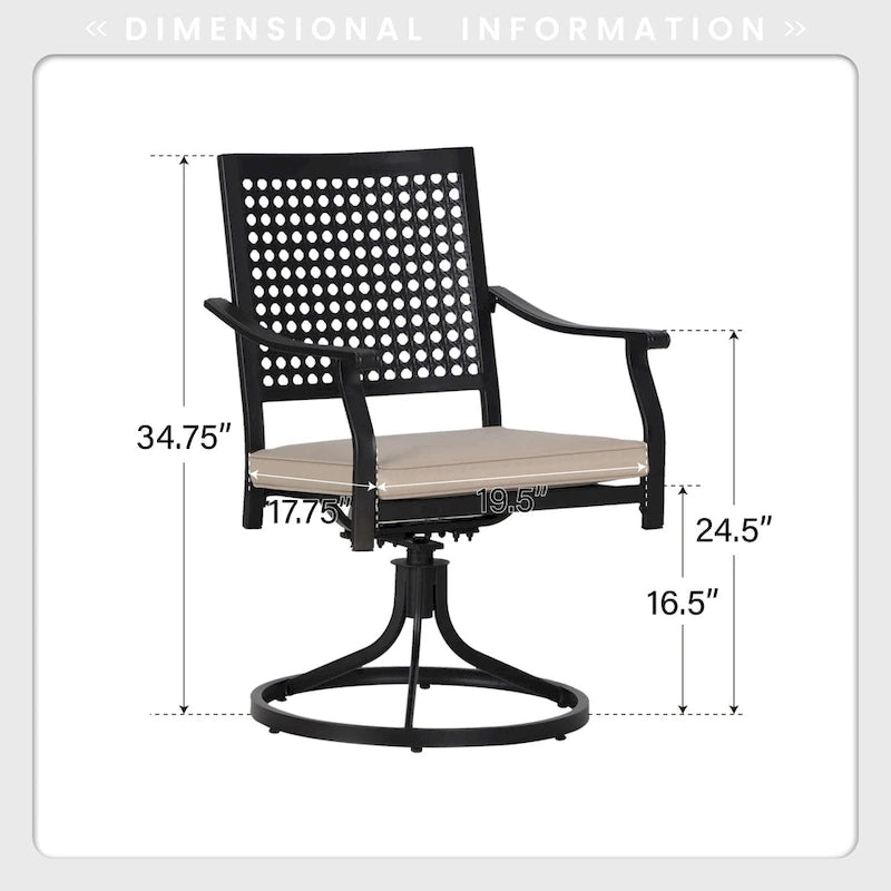 Patio Dining Chairs Metal Swivel and Comfortable with Movable CushionsSet of 2/4