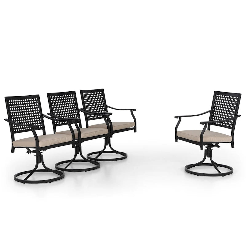 Patio Dining Chairs Metal Swivel and Comfortable with Movable CushionsSet of 2/4