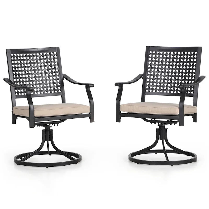 Patio Dining Chairs Metal Swivel and Comfortable with Movable CushionsSet of 2/4