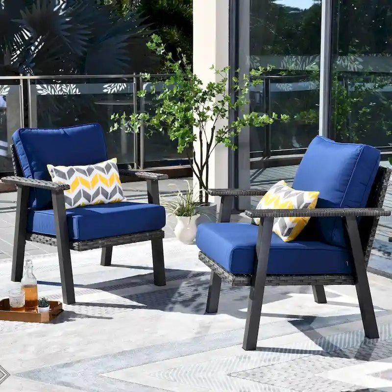 Outdoor Wicker Armchairs with Steel Frame