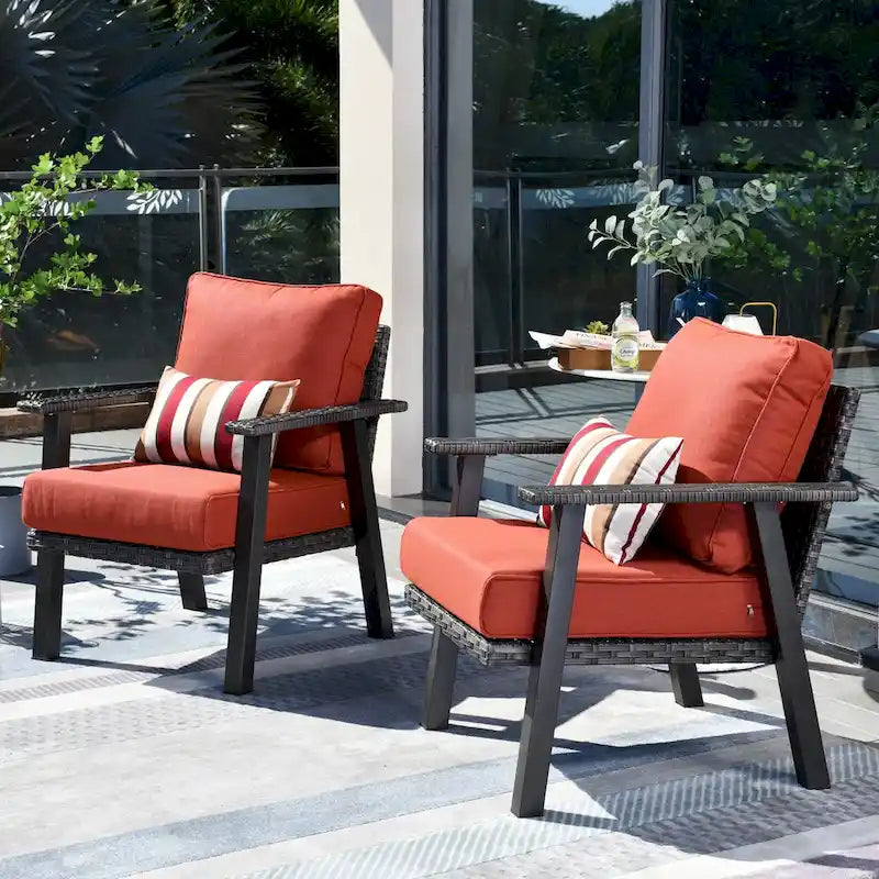 Outdoor Wicker Armchairs with Steel Frame