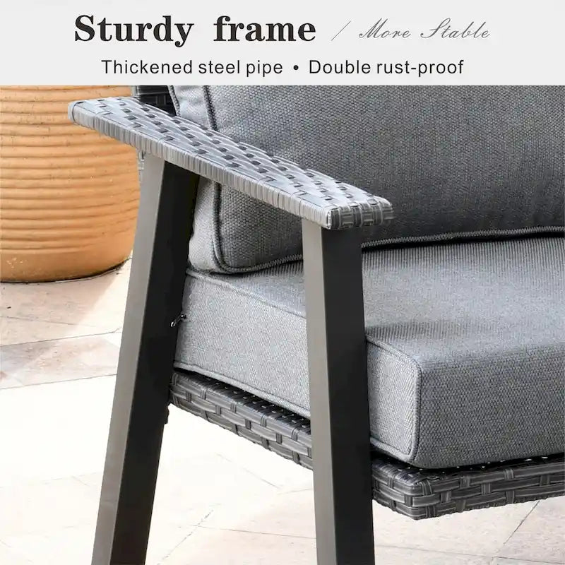 Outdoor Wicker Armchairs with Steel Frame