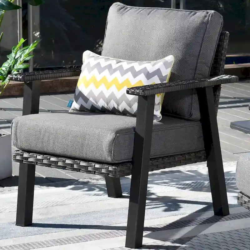 Outdoor Wicker Armchairs with Steel Frame