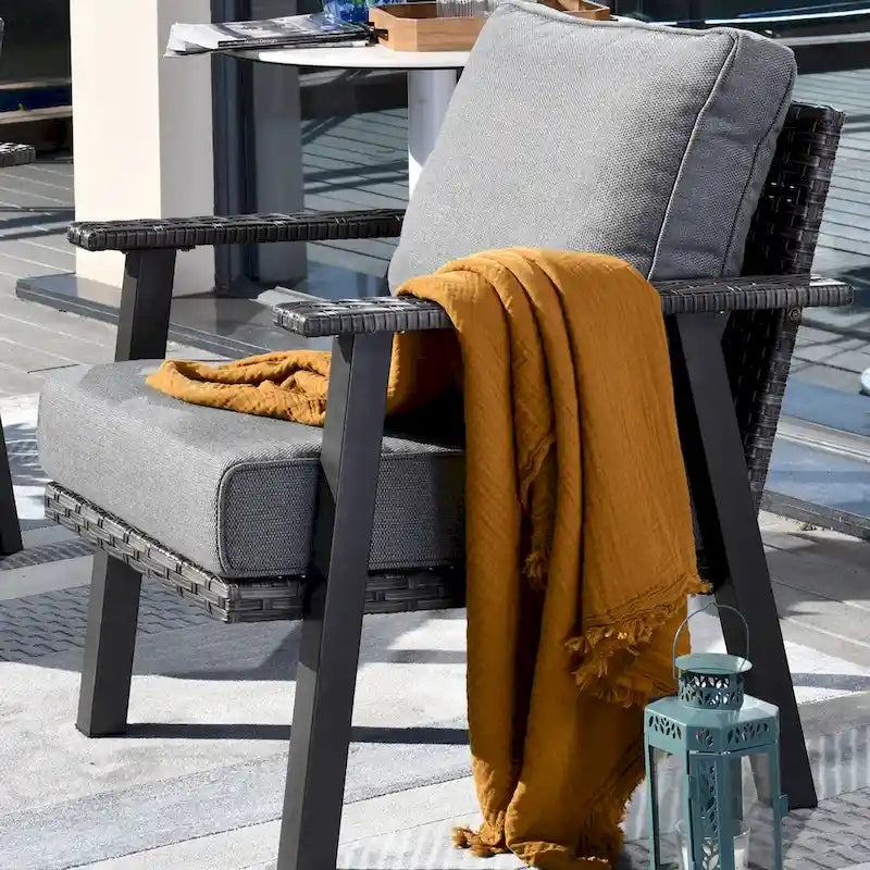 Outdoor Wicker Armchairs with Steel Frame