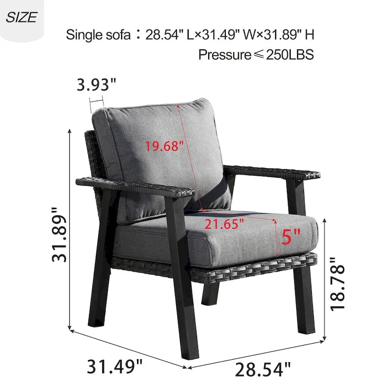 Outdoor Wicker Armchairs with Steel Frame