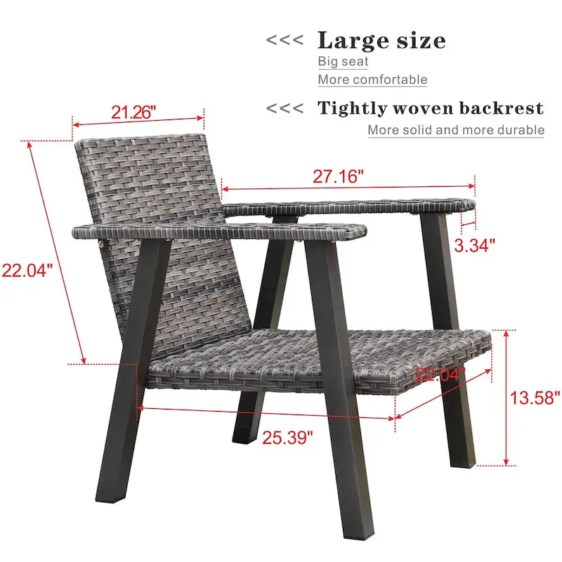 Outdoor Wicker Armchairs with Steel Frame