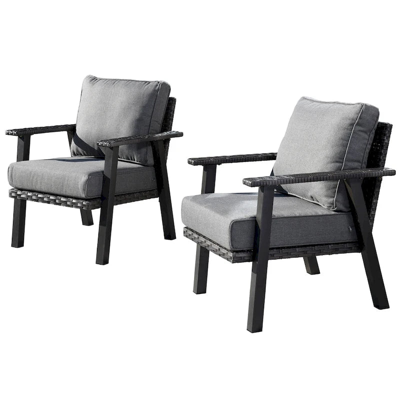 Outdoor Wicker Armchairs with Steel Frame