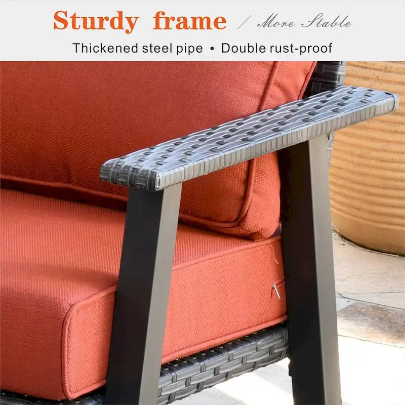 Outdoor Wicker Armchairs with Steel Frame