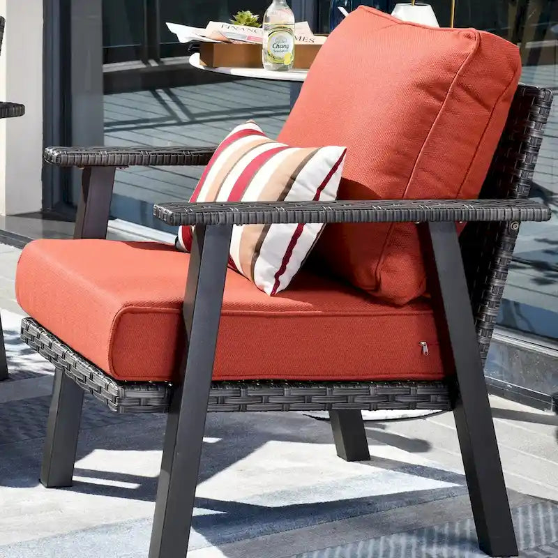 Outdoor Wicker Armchairs with Steel Frame