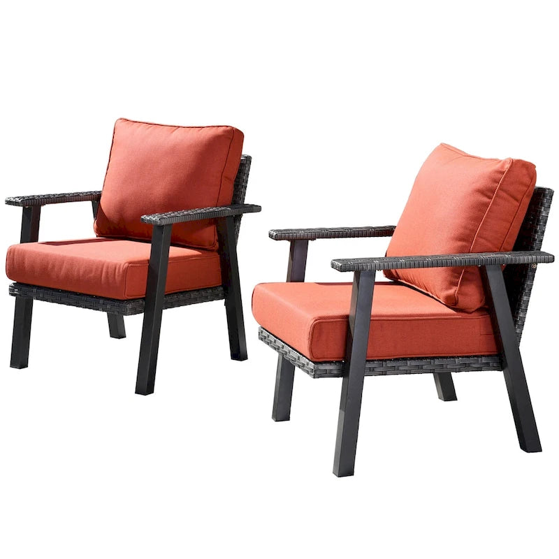Outdoor Wicker Armchairs with Steel Frame