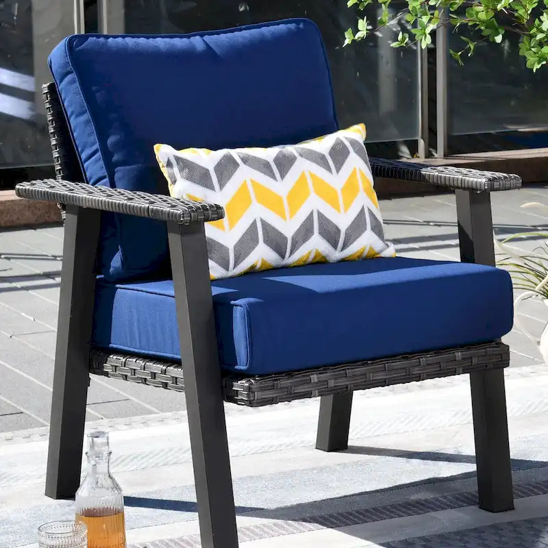 Outdoor Wicker Armchairs with Steel Frame