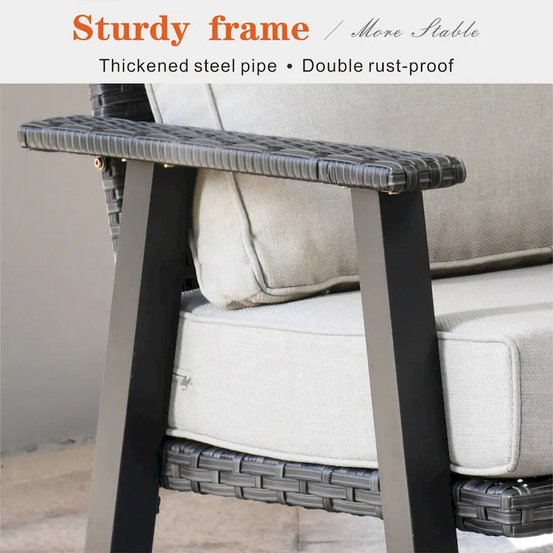 Outdoor Wicker Armchairs with Steel Frame