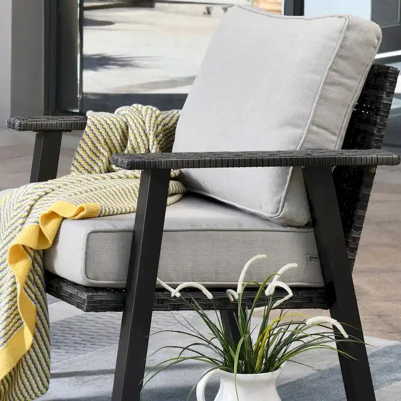 Outdoor Wicker Armchairs with Steel Frame