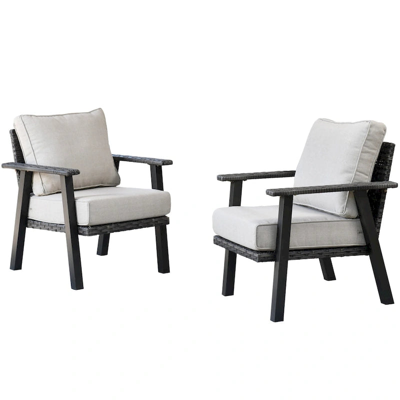 Outdoor Wicker Armchairs with Steel Frame