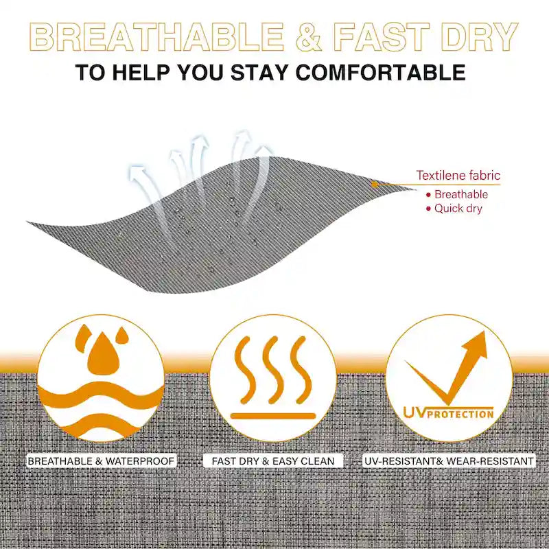 7 PCS Outdoor Patio Dining Set, 6 Spring Motion Chairs, 1 Rectangular Expandable Table