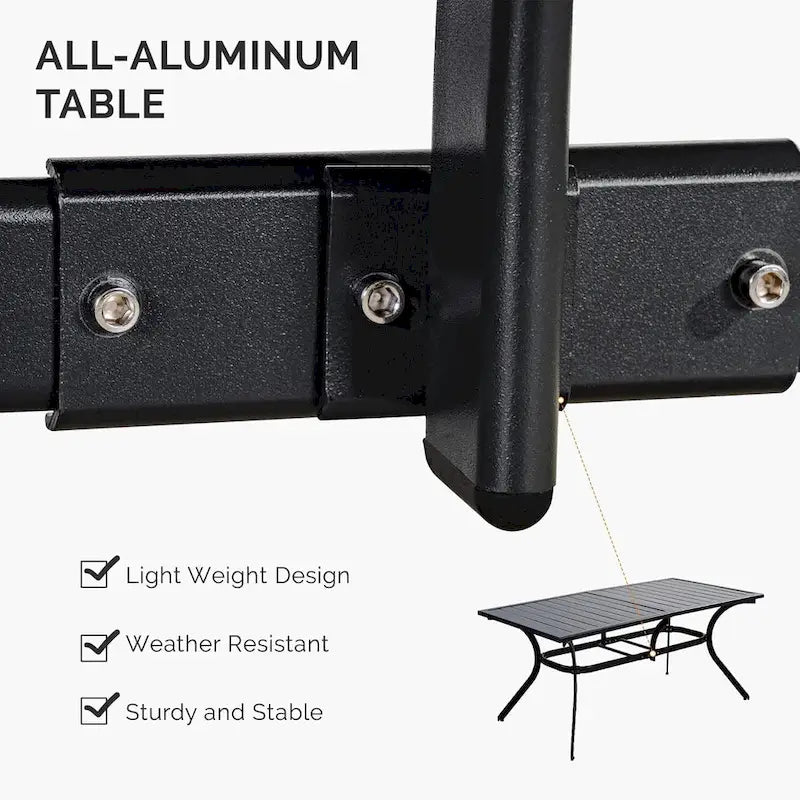 Outdoor Dining Table Top Aluminum Rectangular Patio Table