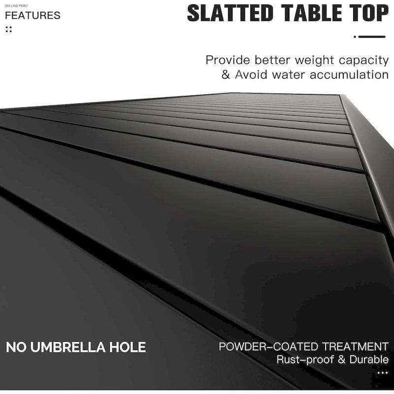 Outdoor Dining Table Top Aluminum Rectangular Patio Table