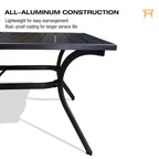 Outdoor Dining Table Top Aluminum Rectangular Patio Table