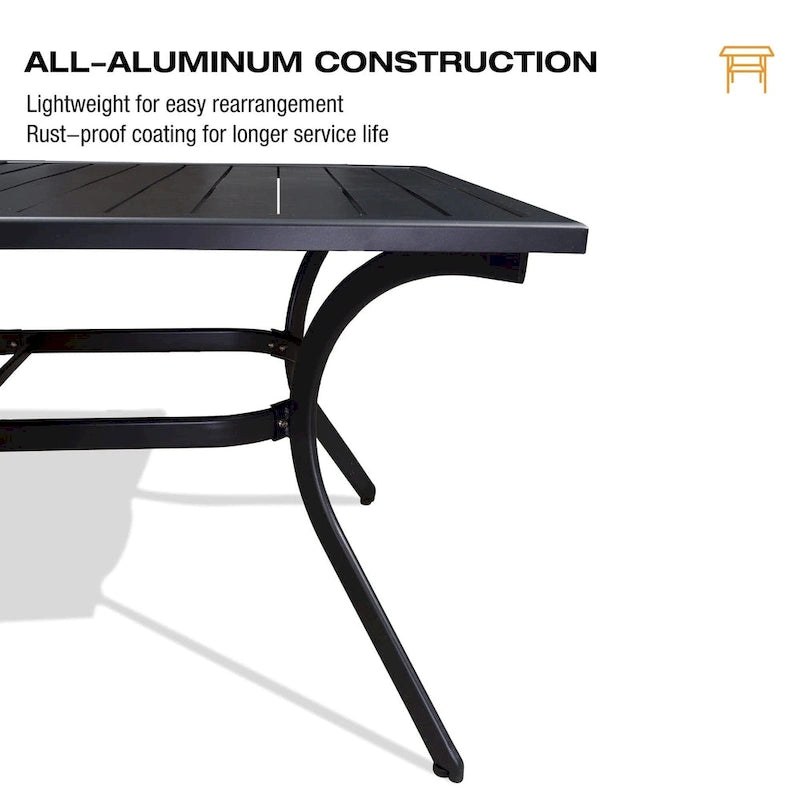 Outdoor Dining Table Top Aluminum Rectangular Patio Table