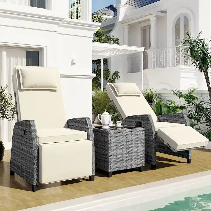 U_Style Outdoor Rattan Two-person Combination With Coffee Table