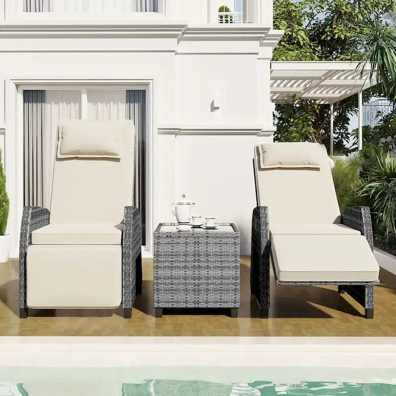 Outdoor Rattan Two-person Loveseat With Coffee Table