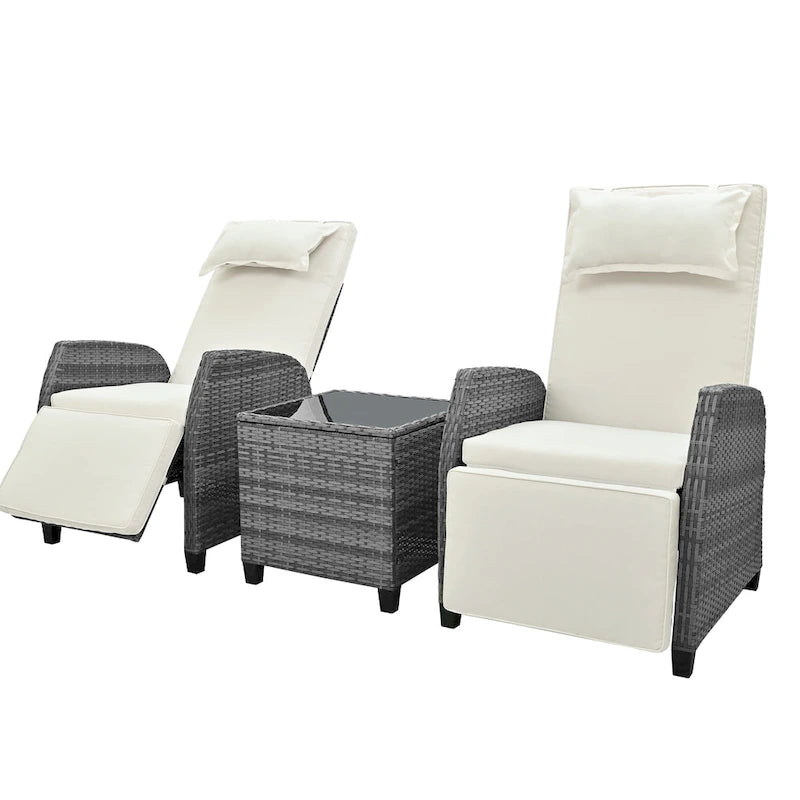 Outdoor Rattan Two-person Loveseat With Coffee Table