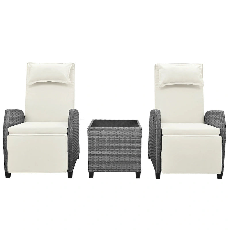 Outdoor Rattan Two-person Loveseat With Coffee Table