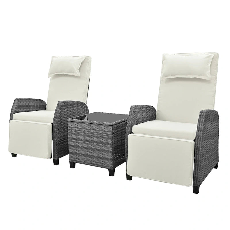 Outdoor Rattan Two-person Loveseat With Coffee Table