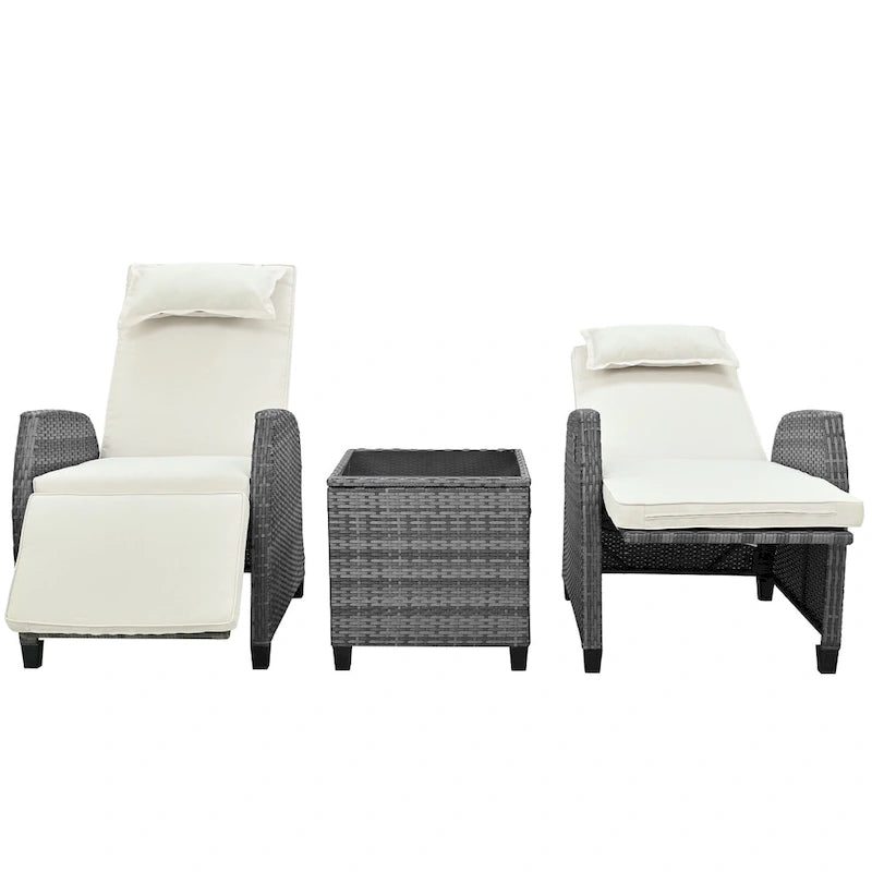 Outdoor Rattan Two-person Loveseat With Coffee Table