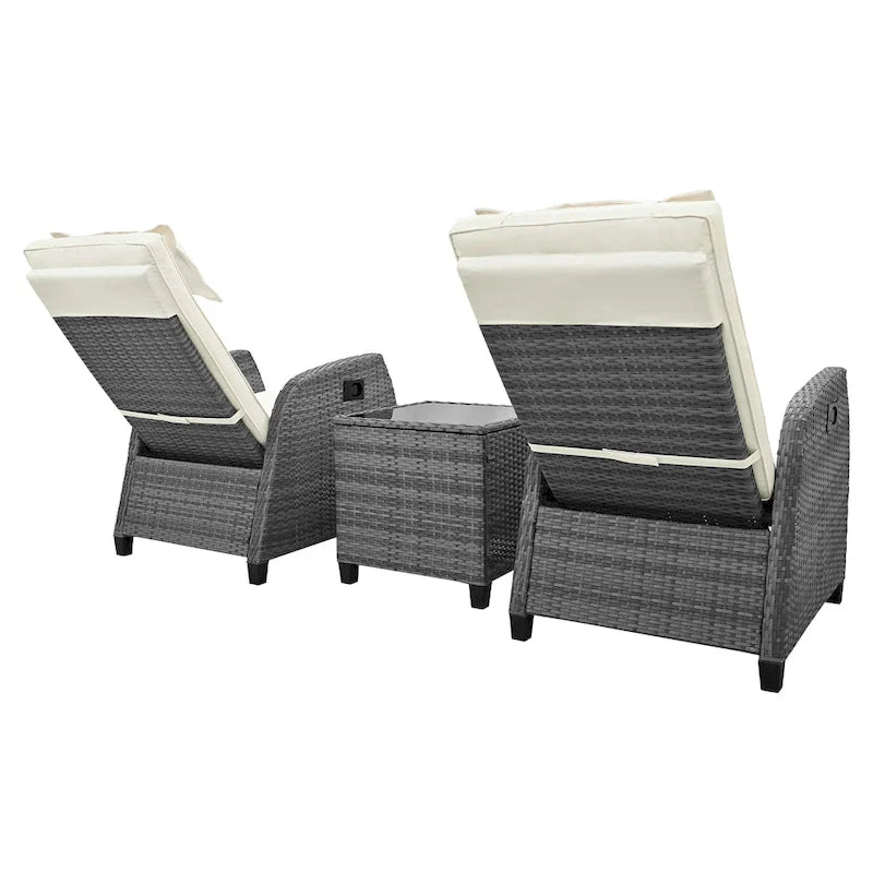 Outdoor Rattan Two-person Loveseat With Coffee Table