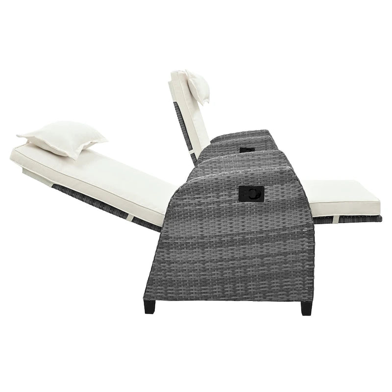 Outdoor Rattan Two-person Loveseat With Coffee Table