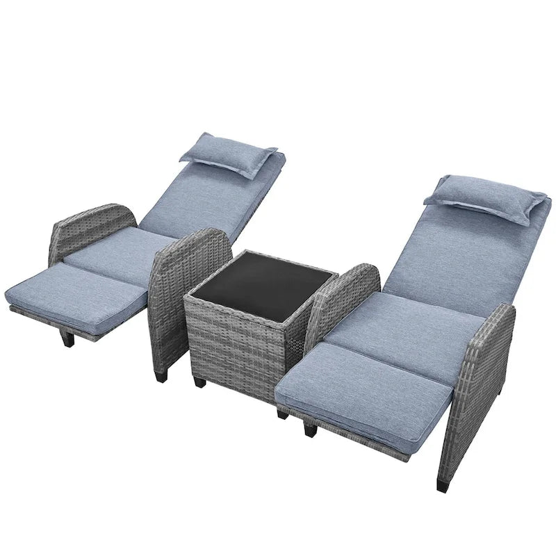 Outdoor Rattan Two-person Loveseat With Coffee Table