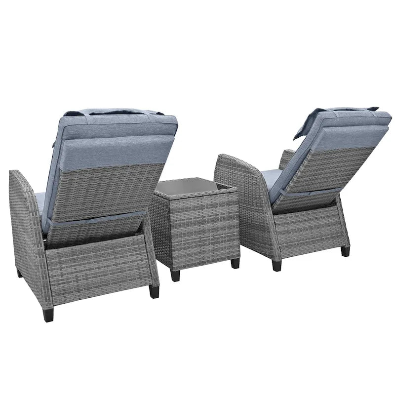Outdoor Rattan Two-person Loveseat With Coffee Table